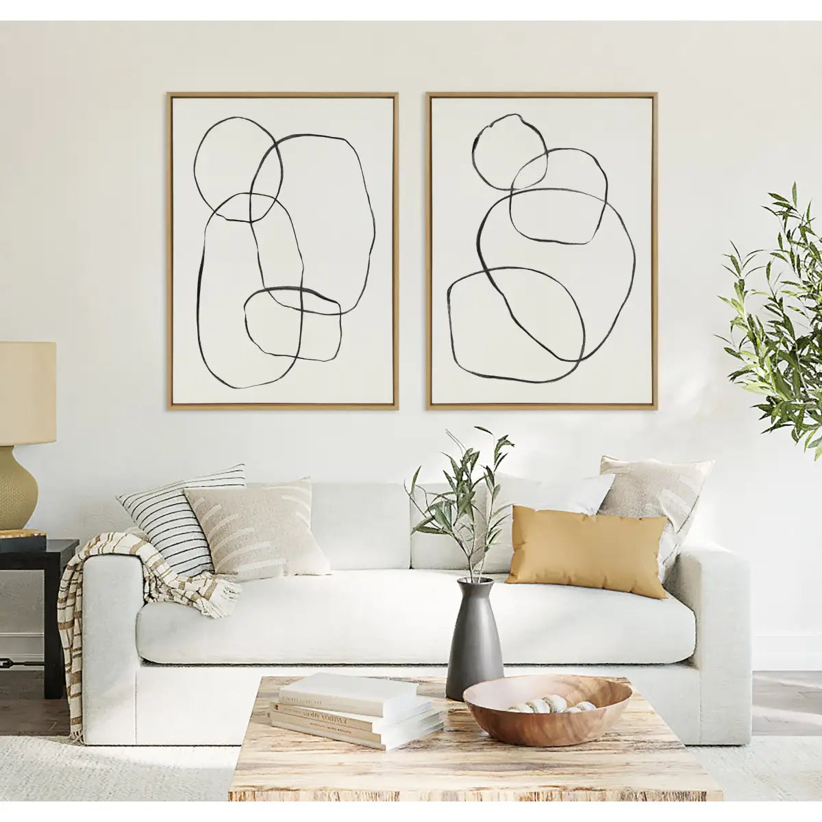Canvas Art Print Set of 2 - Going in Circles Textured - kateandlaurel