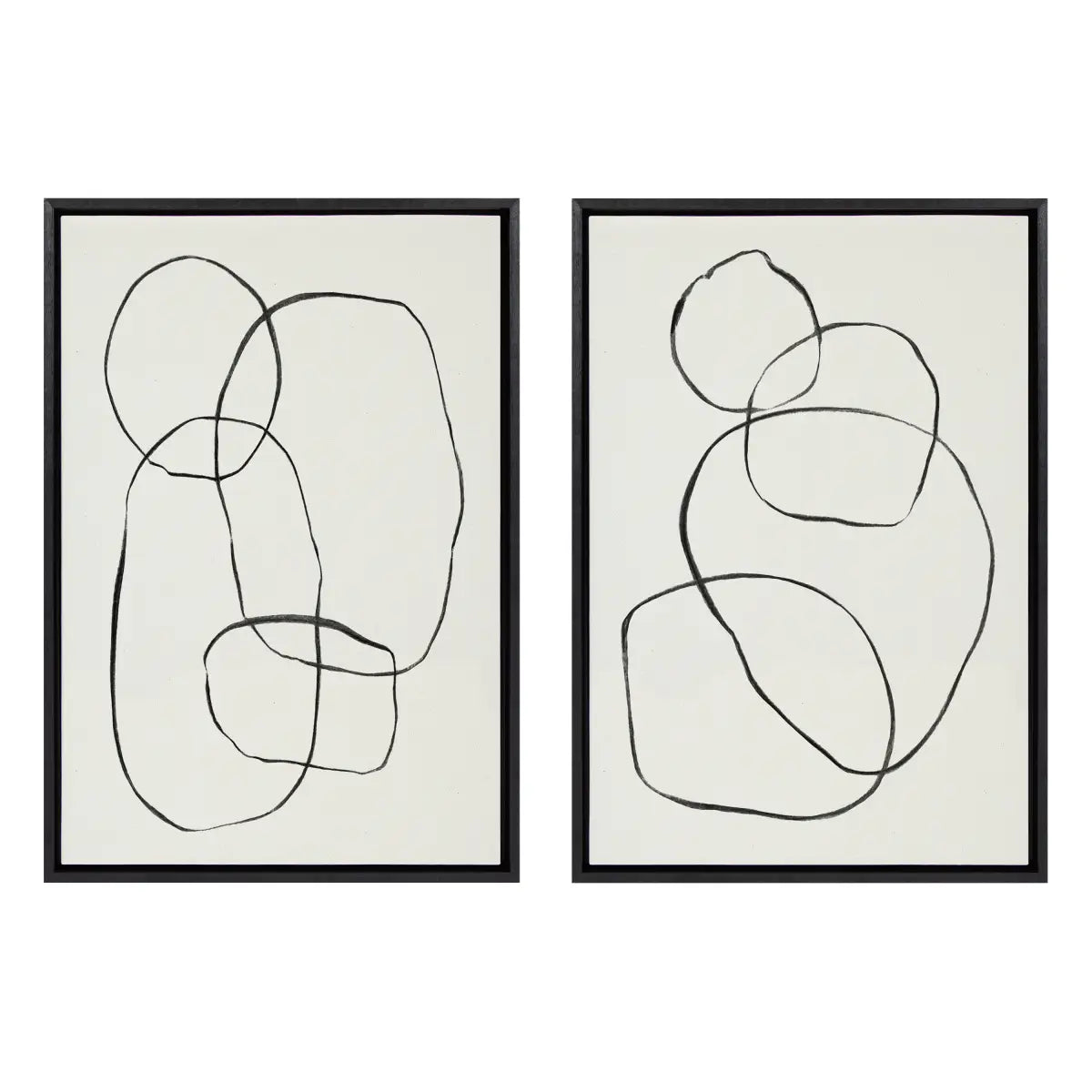 Canvas Art Print Set of 2 - Going in Circles Textured - Black / 2 Piece 23x33 - kateandlaurel