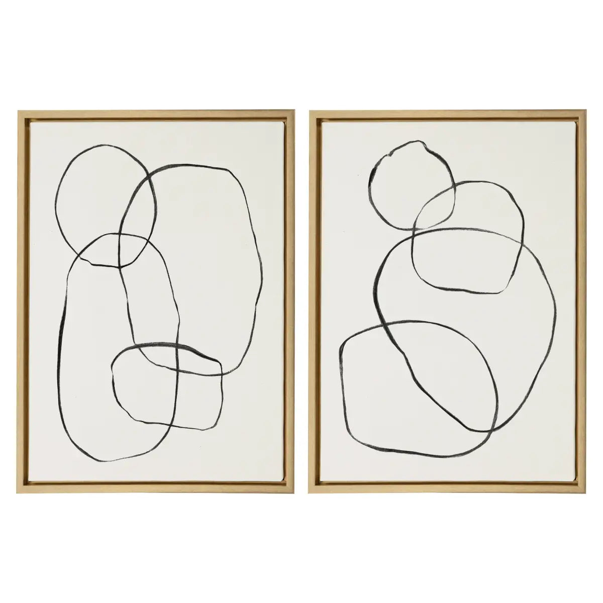 Canvas Art Print Set of 2 - Going in Circles Textured - Gold / 2 Piece 18x24 - kateandlaurel