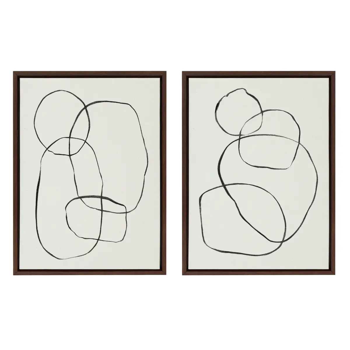 Canvas Art Print Set of 2 - Going in Circles Textured - Walnut / 2 Piece 18x24 - kateandlaurel