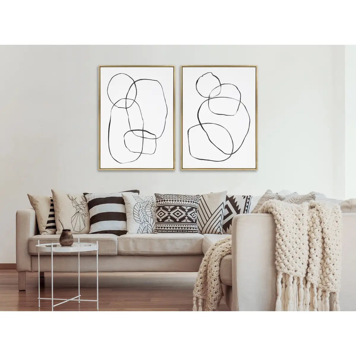 Canvas Art Print Set of 2 - Going in Circles Textured - kateandlaurel