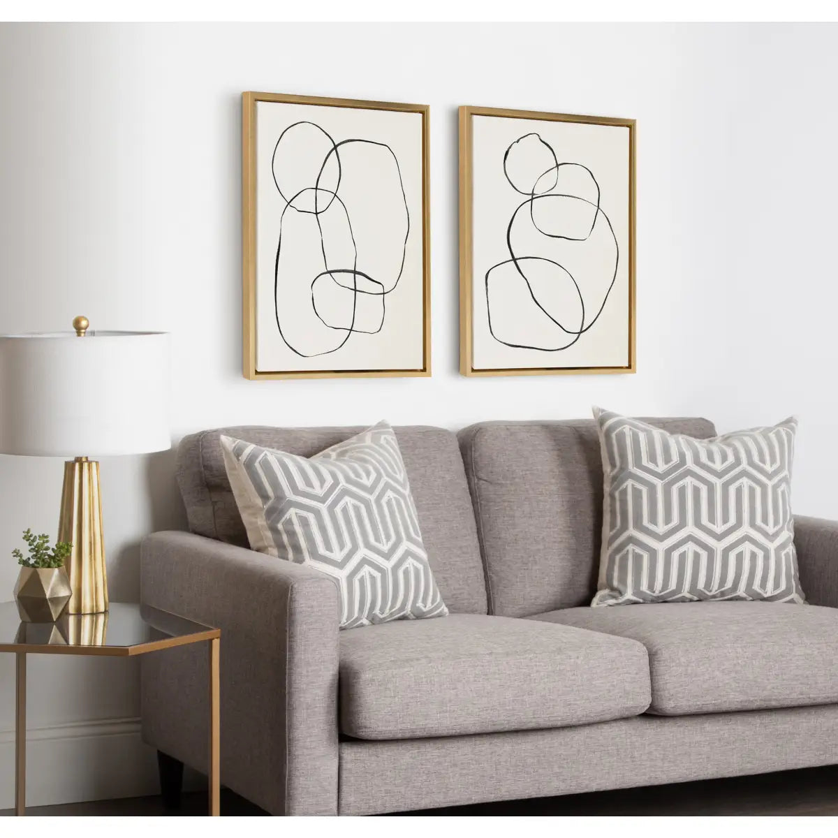 Canvas Art Print Set of 2 - Going in Circles Textured - kateandlaurel