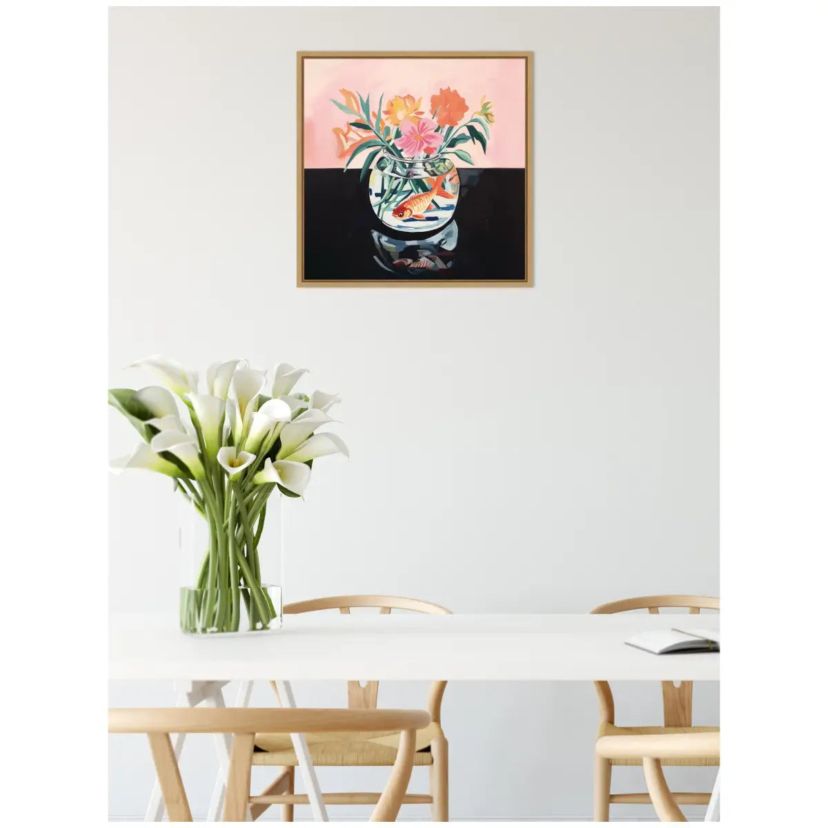 Goldfish Bowl Botanical Framed Canvas - Natural - kateandlaurel