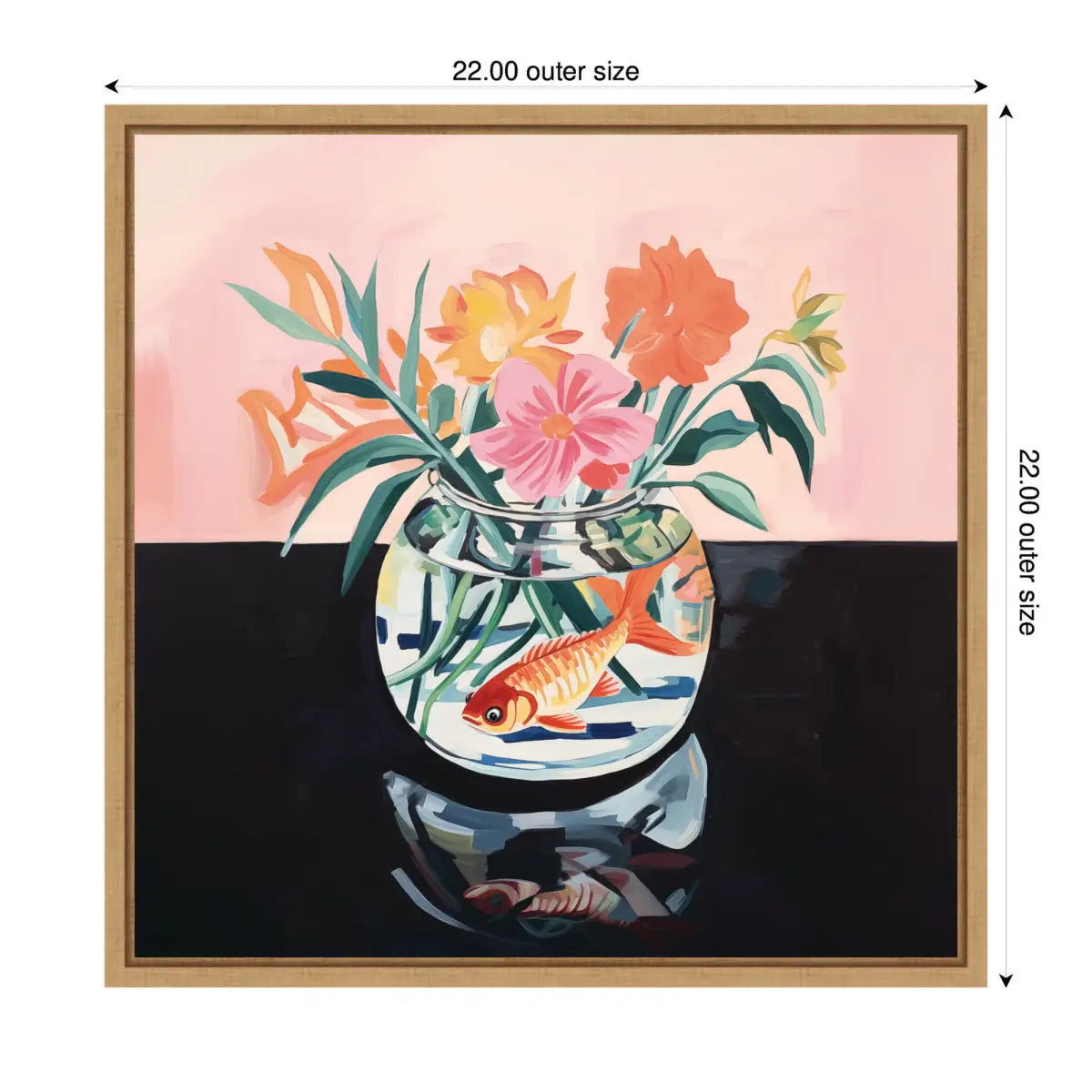 Goldfish Bowl Botanical Framed Canvas - Natural - kateandlaurel