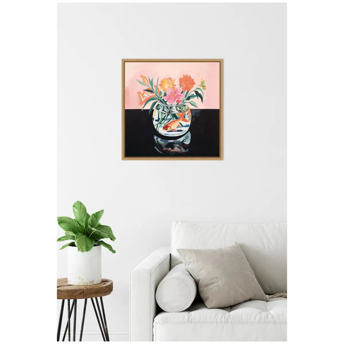 Goldfish Bowl Botanical Framed Canvas - Natural - kateandlaurel