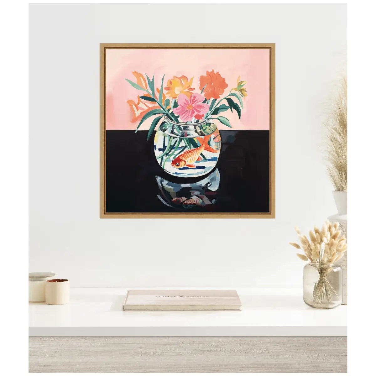 Goldfish Bowl Botanical Framed Canvas - Natural - kateandlaurel