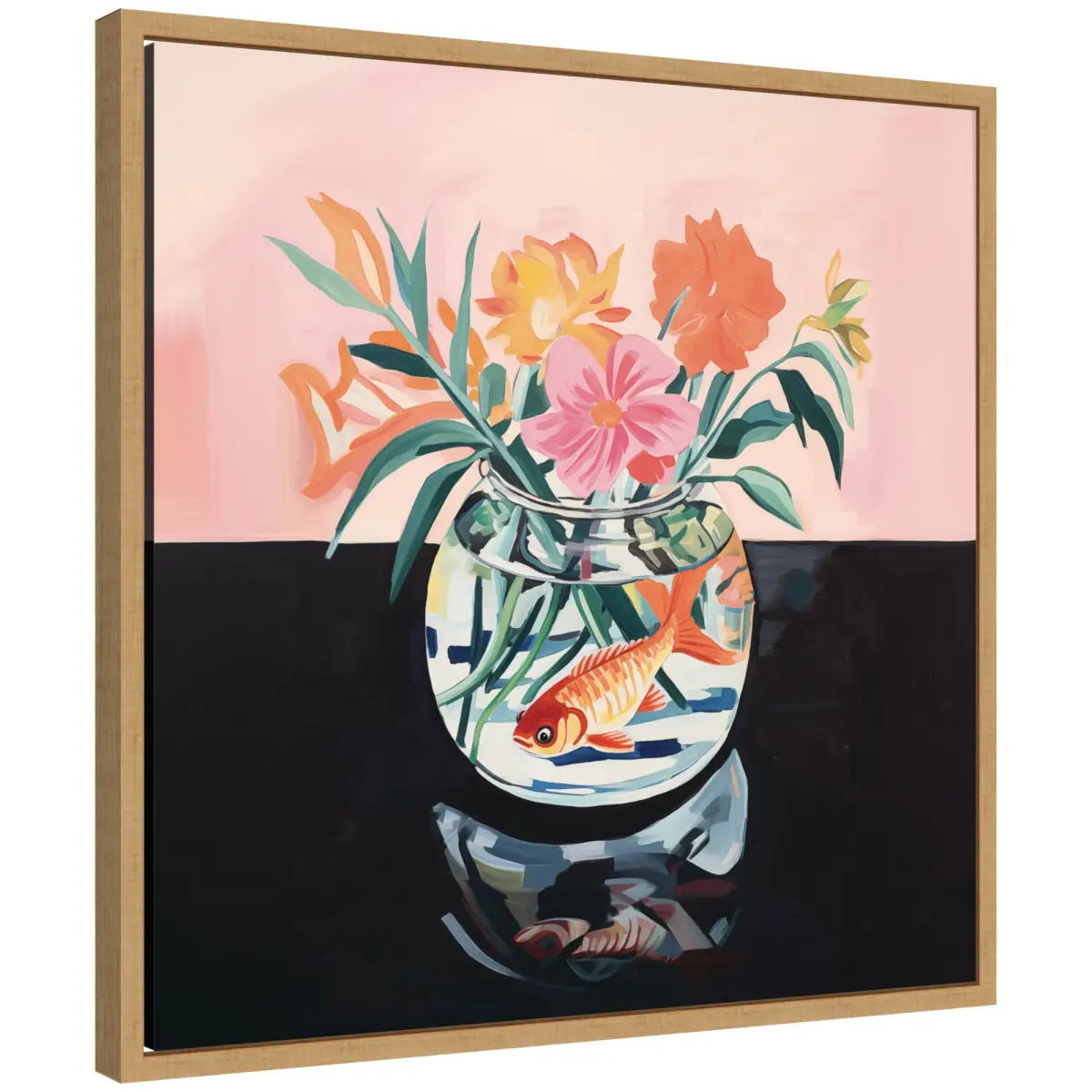 Goldfish Bowl Botanical Framed Canvas - Natural - kateandlaurel