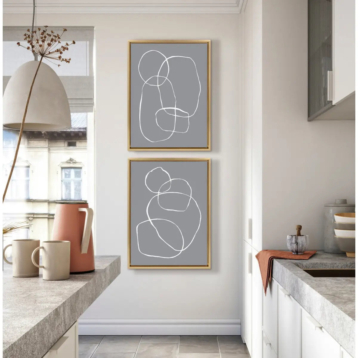 Canvas Art Print Set of 2 - Gray Going in Circles - kateandlaurel