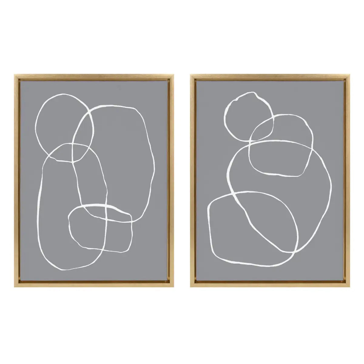 Canvas Art Print Set of 2 - Gray Going in Circles - kateandlaurel