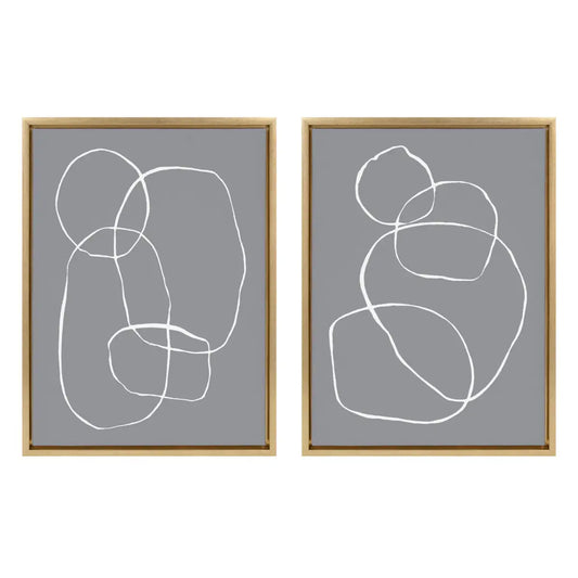 Canvas Art Print Set of 2 - Gray Going in Circles - kateandlaurel