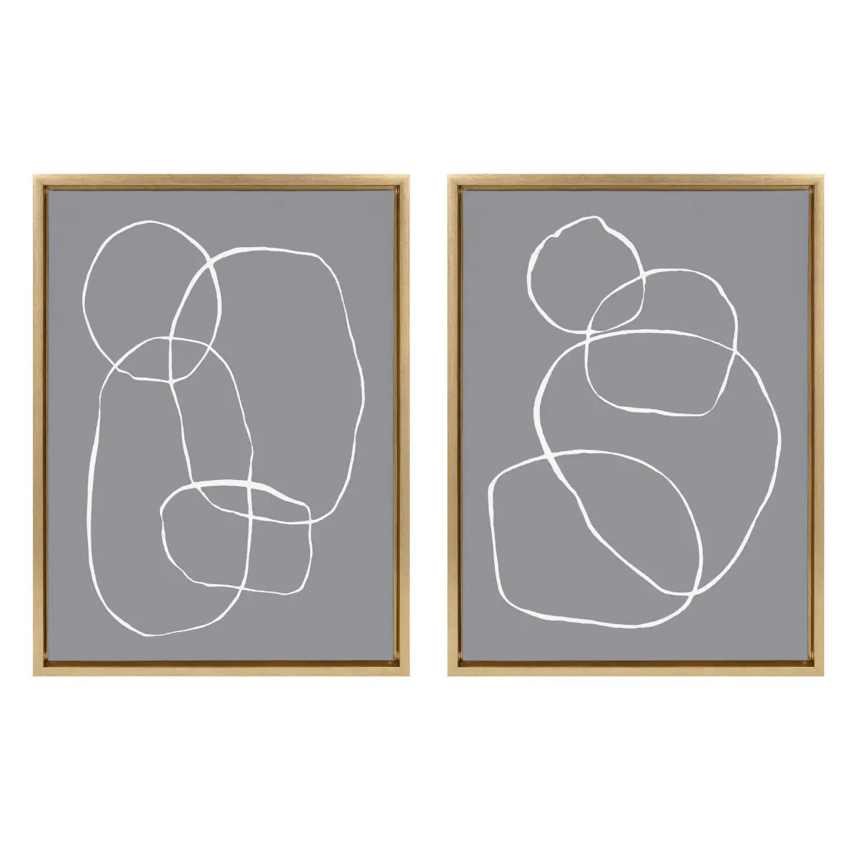 Canvas Art Print Set of 2 - Gray Going in Circles - kateandlaurel