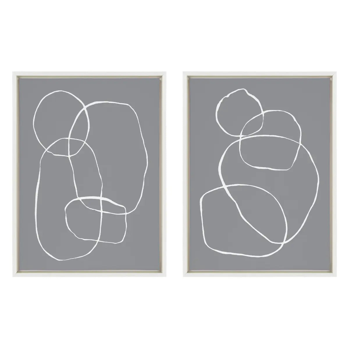Canvas Art Print Set of 2 - Gray Going in Circles - White - kateandlaurel