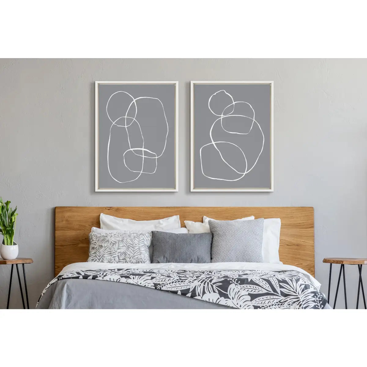 Canvas Art Print Set of 2 - Gray Going in Circles - kateandlaurel