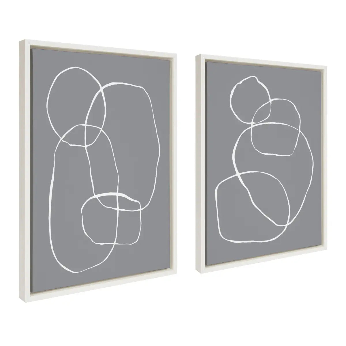 Canvas Art Print Set of 2 - Gray Going in Circles - kateandlaurel