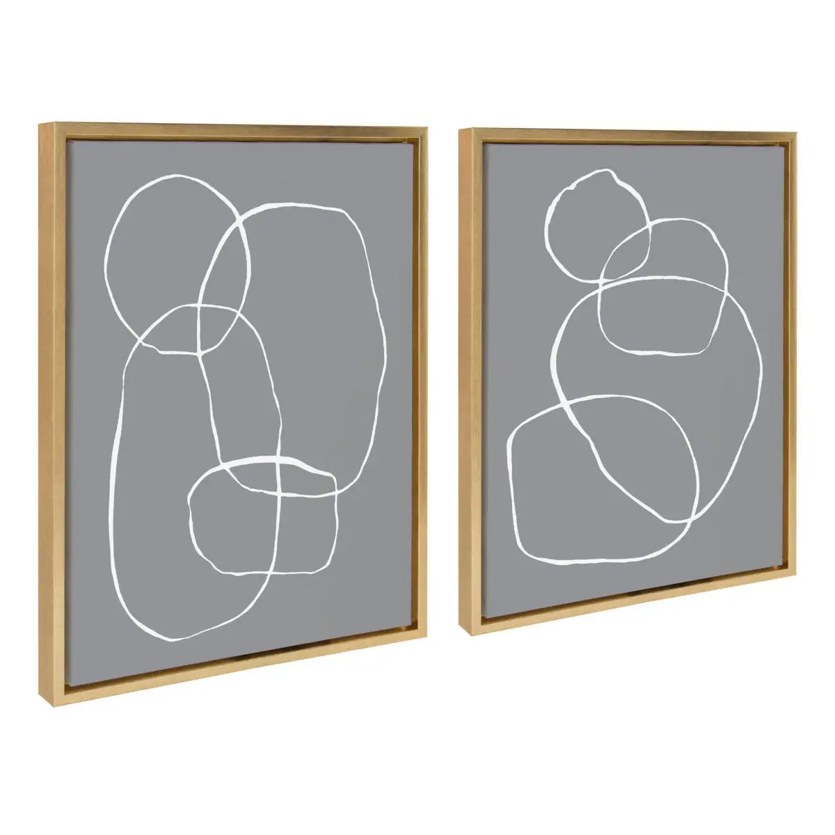 Canvas Art Print Set of 2 - Gray Going in Circles - kateandlaurel