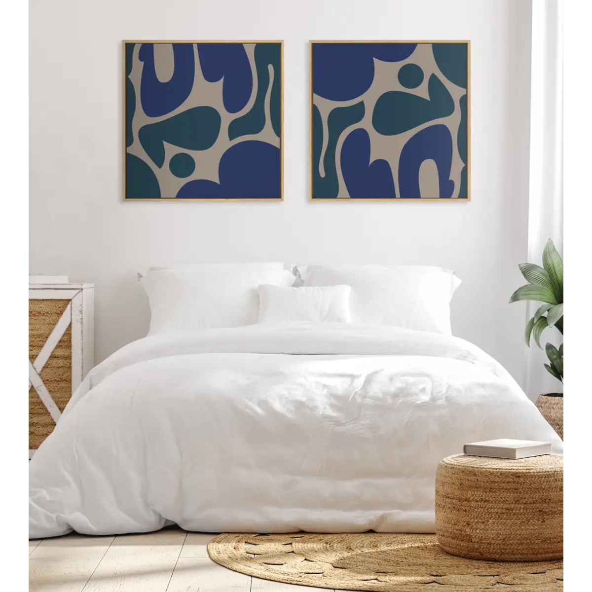 Happy Abstract Blue and Green Framed Canvas - kateandlaurel