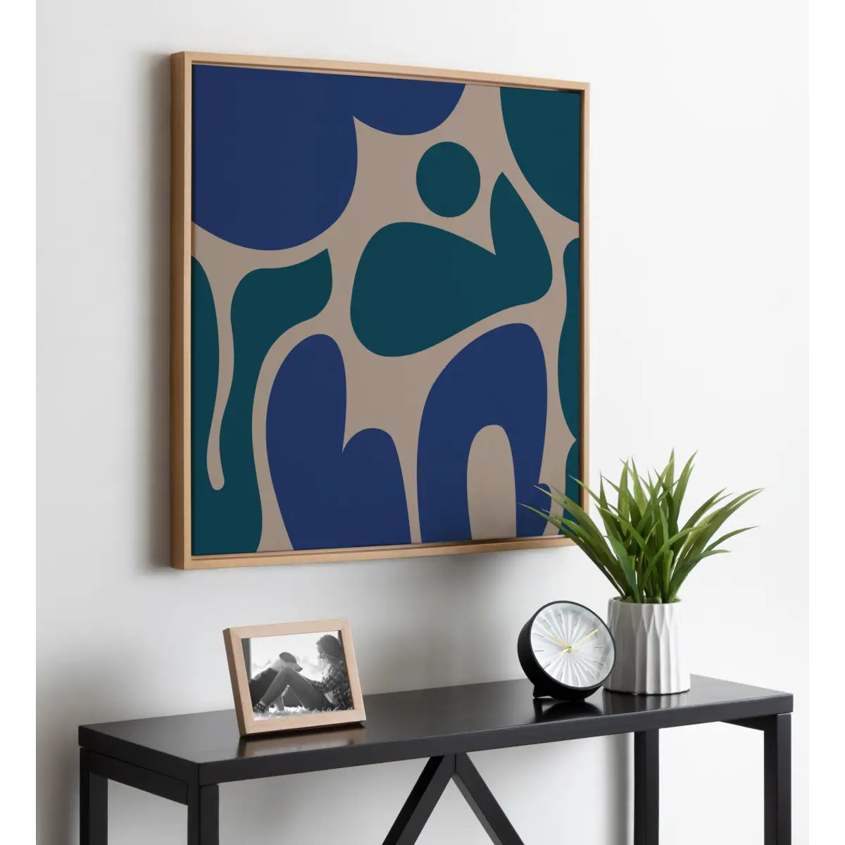 Happy Abstract Blue and Green Framed Canvas - kateandlaurel