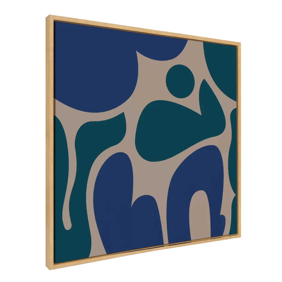 Happy Abstract Blue and Green Framed Canvas - Natural / 30x30 - kateandlaurel