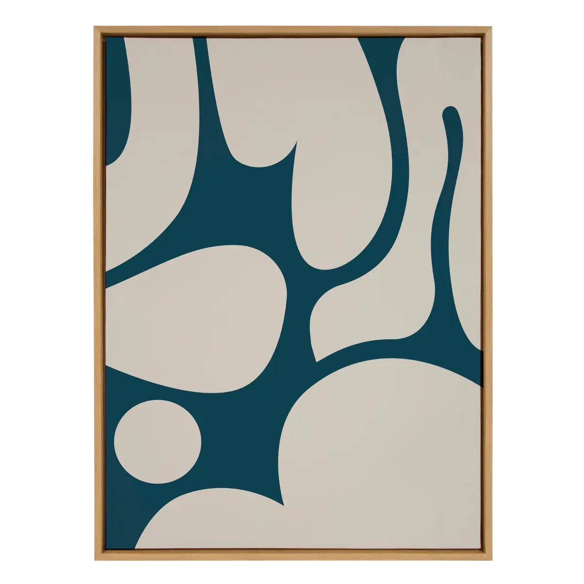 Happy Abstract Dark Green Teal and Tan Framed Canvas - kateandlaurel