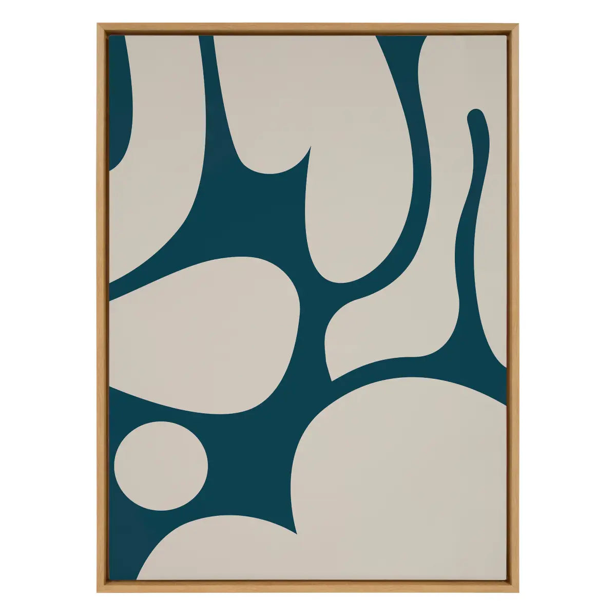 Happy Abstract Dark Green Teal and Tan Framed Canvas - kateandlaurel