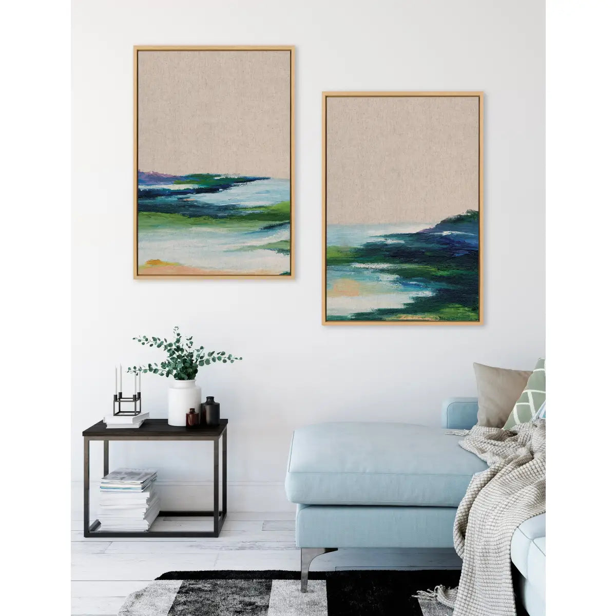 Canvas Art Print Set of 2 - Lake Huron I and II Neutral Linen - kateandlaurel