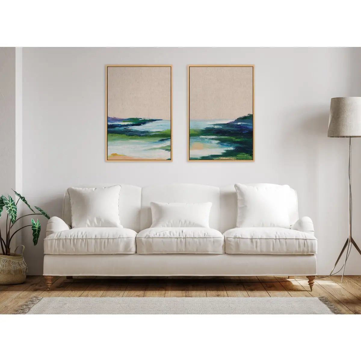 Canvas Art Print Set of 2 - Lake Huron I and II Neutral Linen - kateandlaurel
