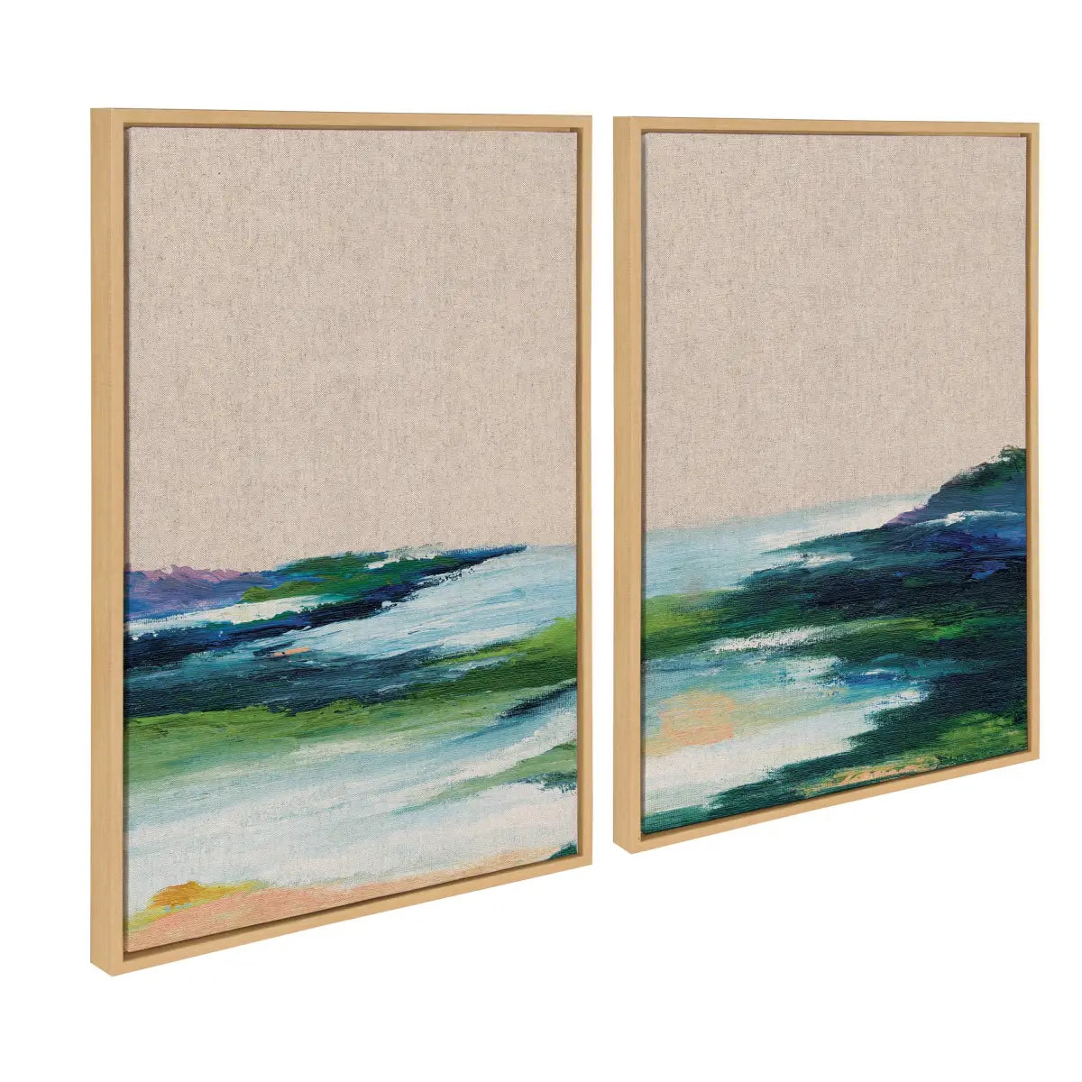 Canvas Art Print Set of 2 - Lake Huron I and II Neutral Linen - kateandlaurel