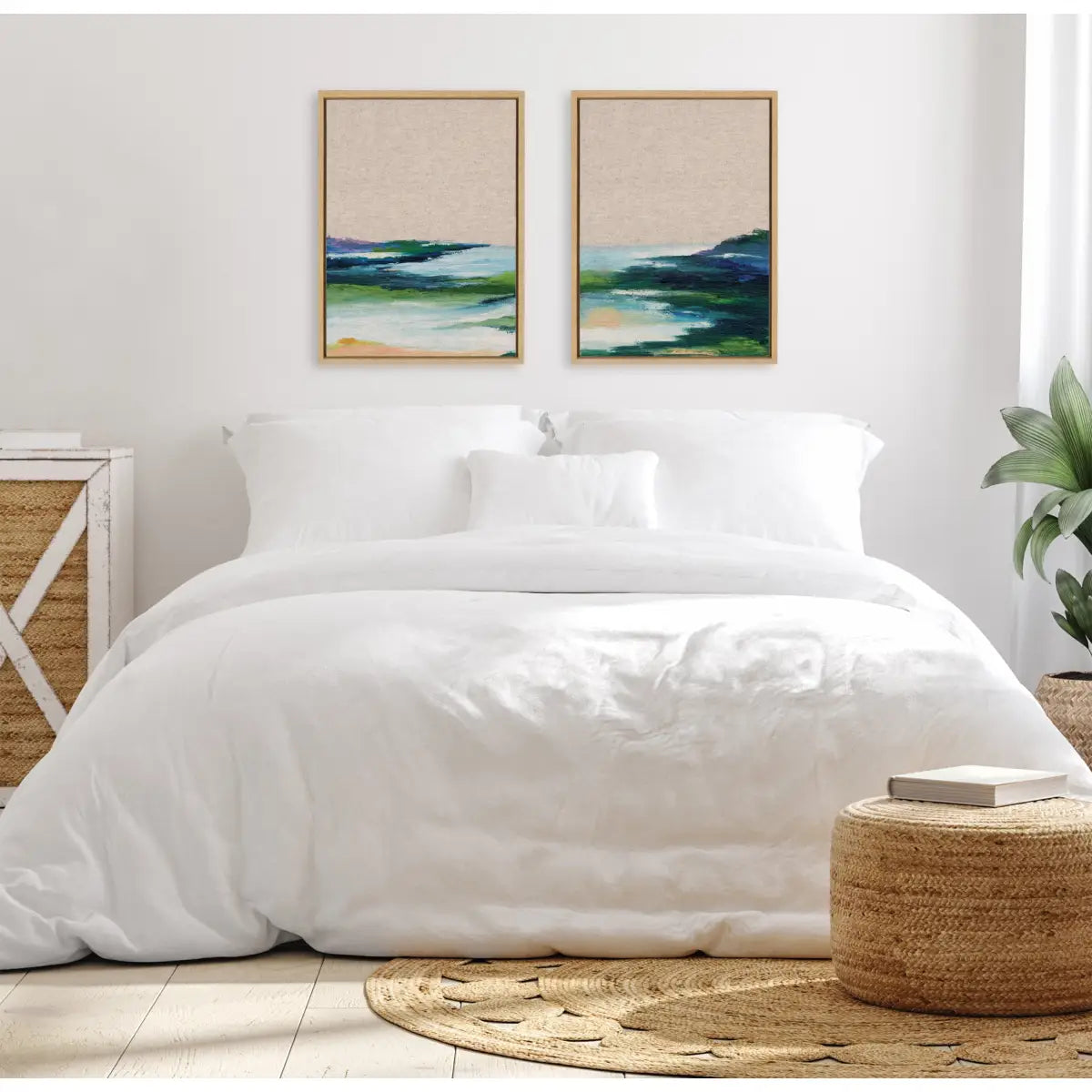Canvas Art Print Set of 2 - Lake Huron I and II Neutral Linen - kateandlaurel