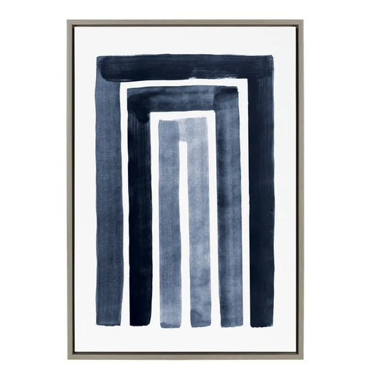 MCM Abstract Rainbow Indigo Framed Canvas - Gray / 23x33 - kateandlaurel
