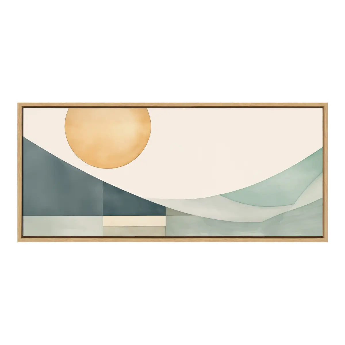 Framed Canvas - Mid Century Modern Abstract Geometric Coastal Landscape - kateandlaurel