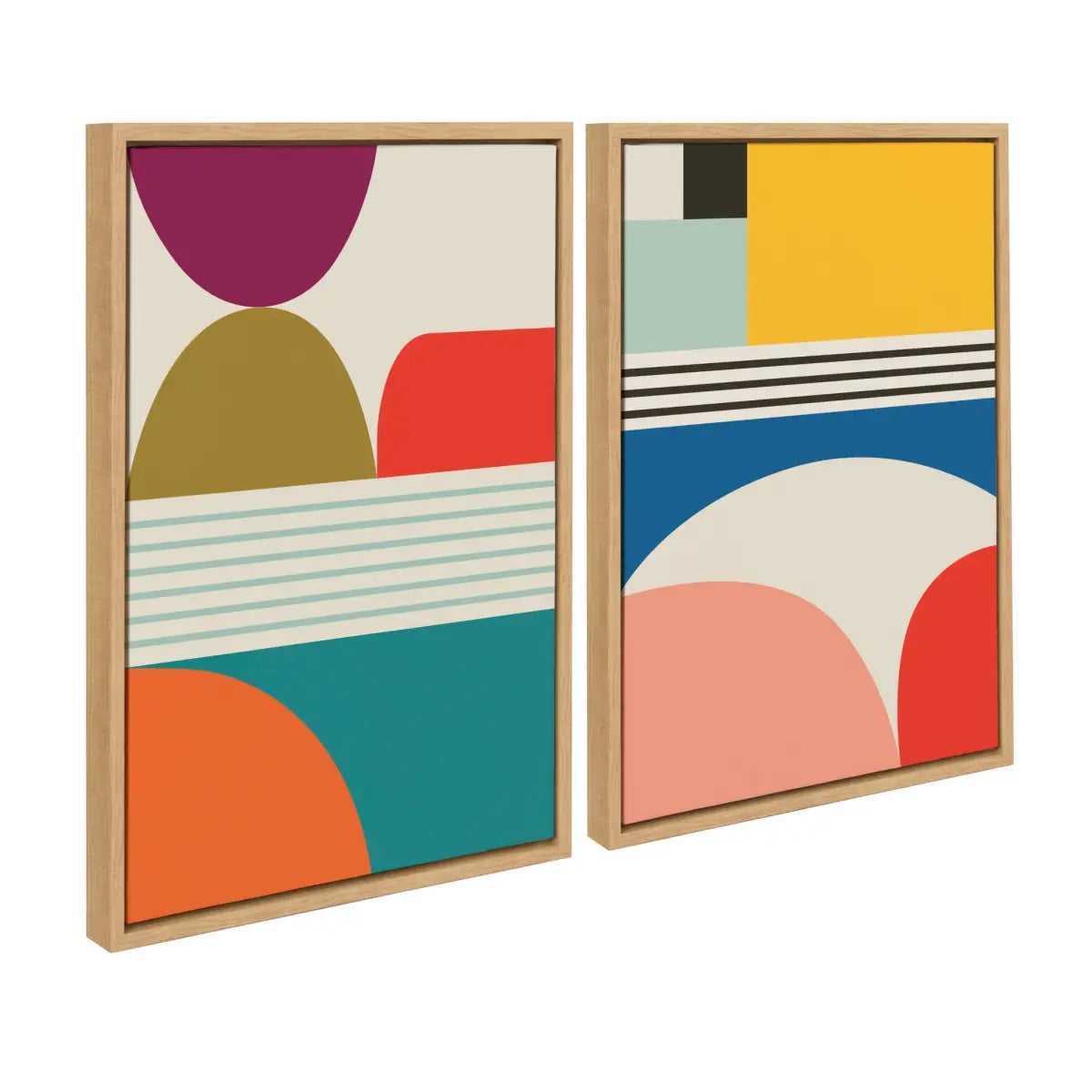 Canvas Art Print Set of 2 - Mid Century Modern Patterns - Natural / 2 Piece 18x24 - kateandlaurel