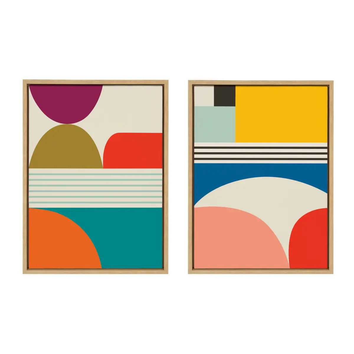 Canvas Art Print Set of 2 - Mid Century Modern Patterns - Natural / 2 Piece 18x24 - kateandlaurel