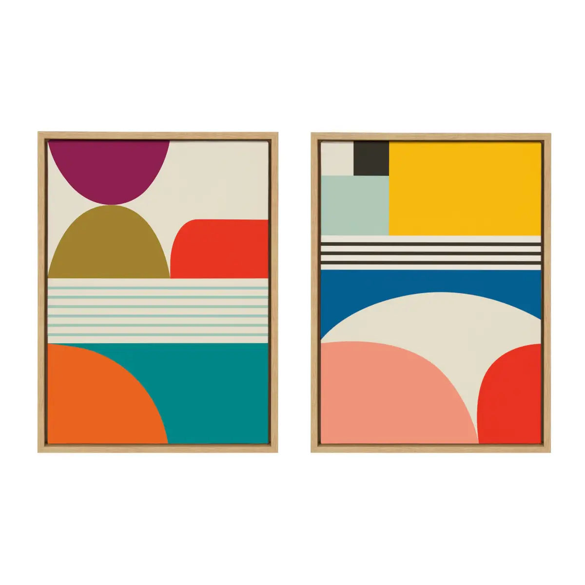 Canvas Art Print Set of 2 - Mid Century Modern Patterns - Natural / 2 Piece 18x24 - kateandlaurel