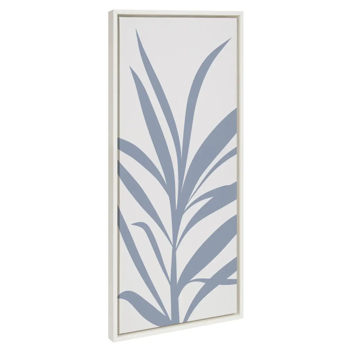 Framed Canvas - Mid Century Retro Jungle Botanical Light Blue - White / 18x40 - kateandlaurel