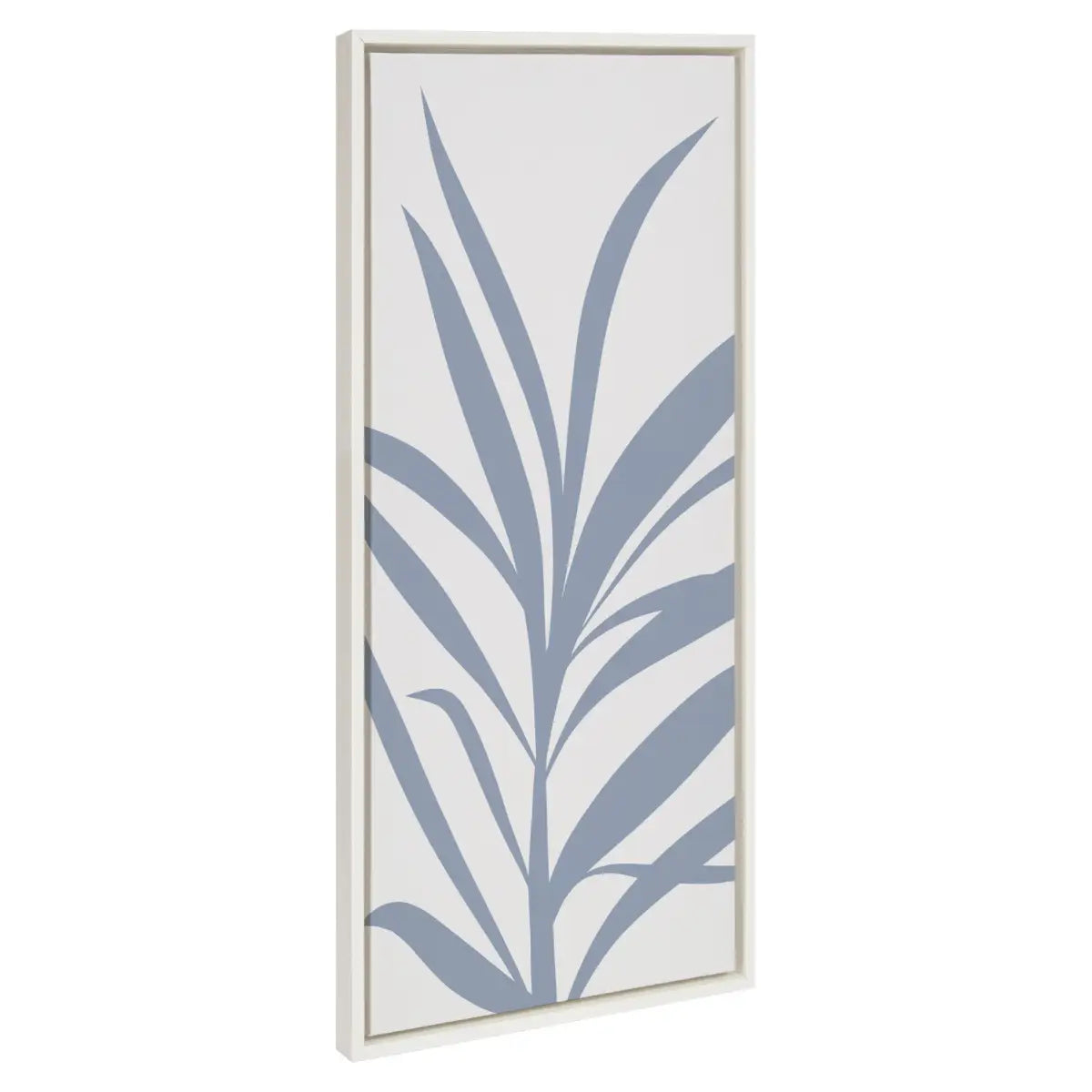 Framed Canvas - Mid Century Retro Jungle Botanical Light Blue - White / 18x40 - kateandlaurel