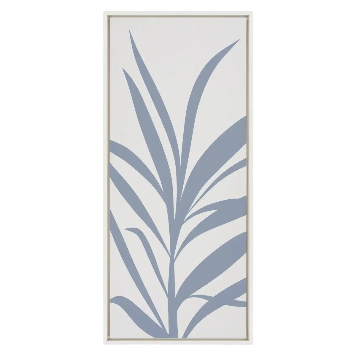 Framed Canvas - Mid Century Retro Jungle Botanical Light Blue - White / 18x40 - kateandlaurel