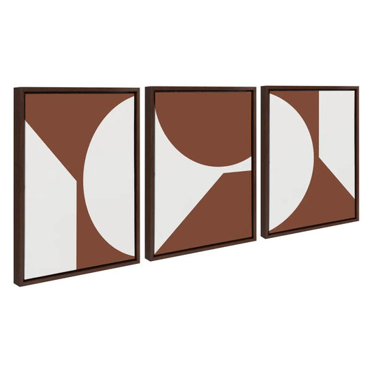 Minimal Max Mod Set Brown Framed Canvas - Brown / 3 Piece 18x24 - kateandlaurel