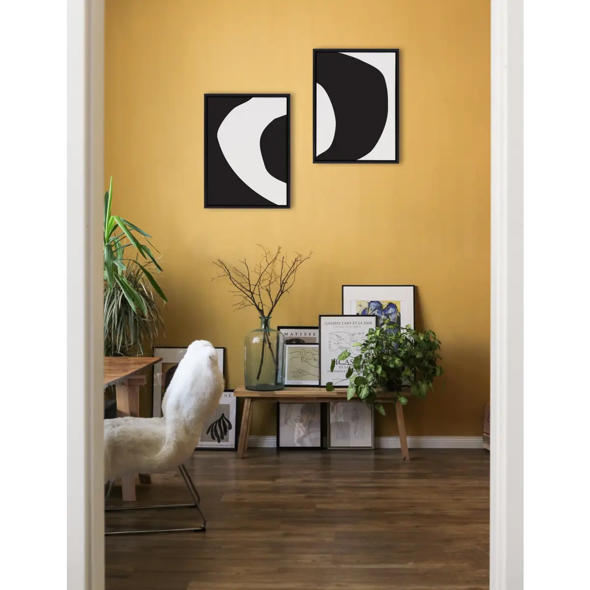 Minimal Modern Organic Abstraction 1 and 2 Black and White Framed Canvas Art Set - Black / 2 Piece Set 18x24