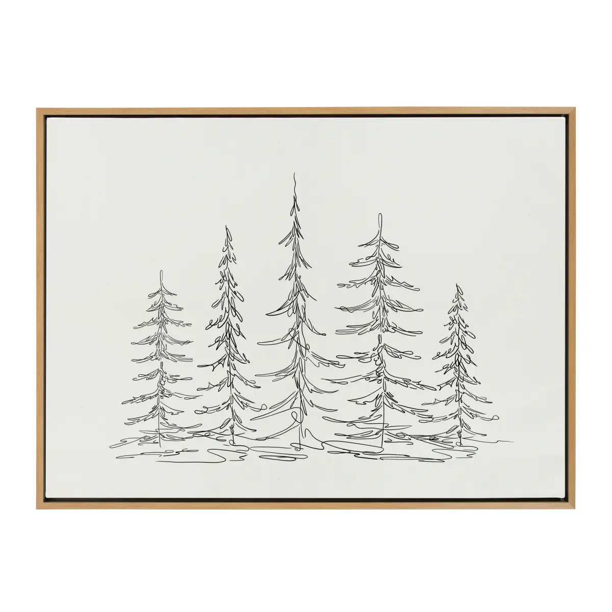 Framed Canvas - Minimalist Evergreen Trees Sketch - kateandlaurel