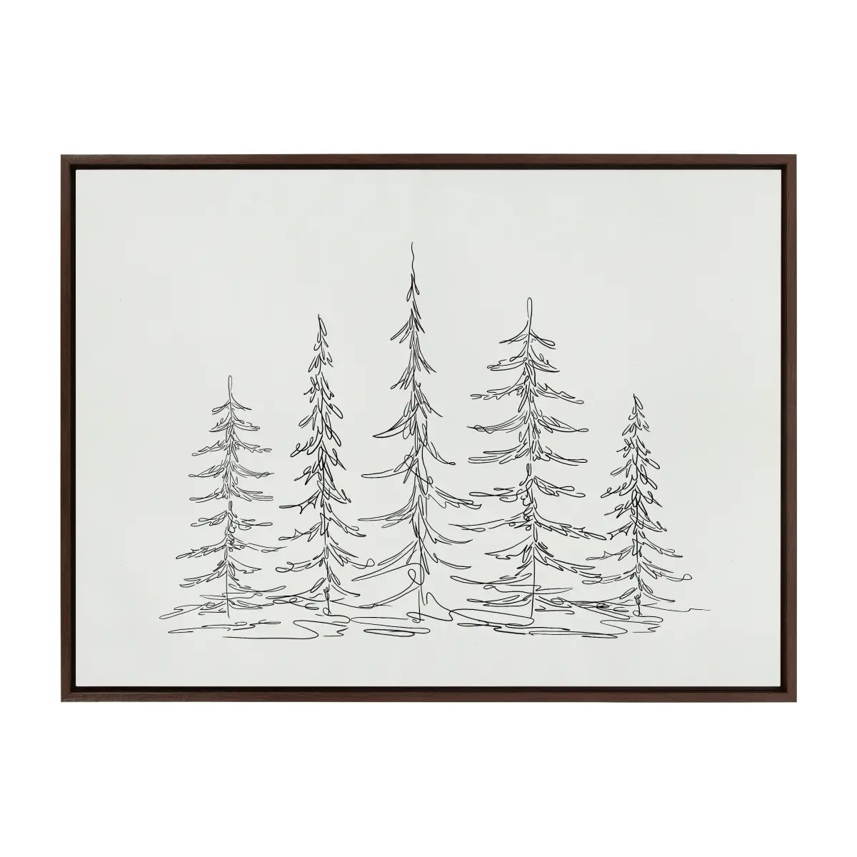 Framed Canvas - Minimalist Evergreen Trees Sketch - kateandlaurel