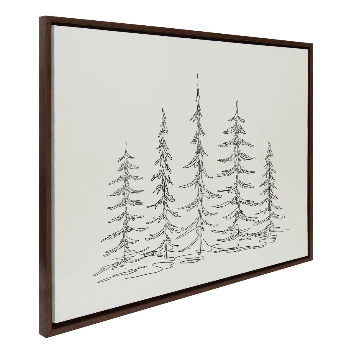 Framed Canvas - Minimalist Evergreen Trees Sketch - Walnut / 28x38 - kateandlaurel