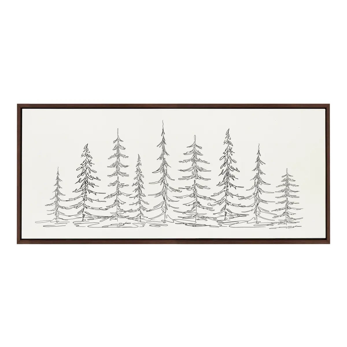Framed Canvas - Minimalist Evergreen Trees Sketch - kateandlaurel