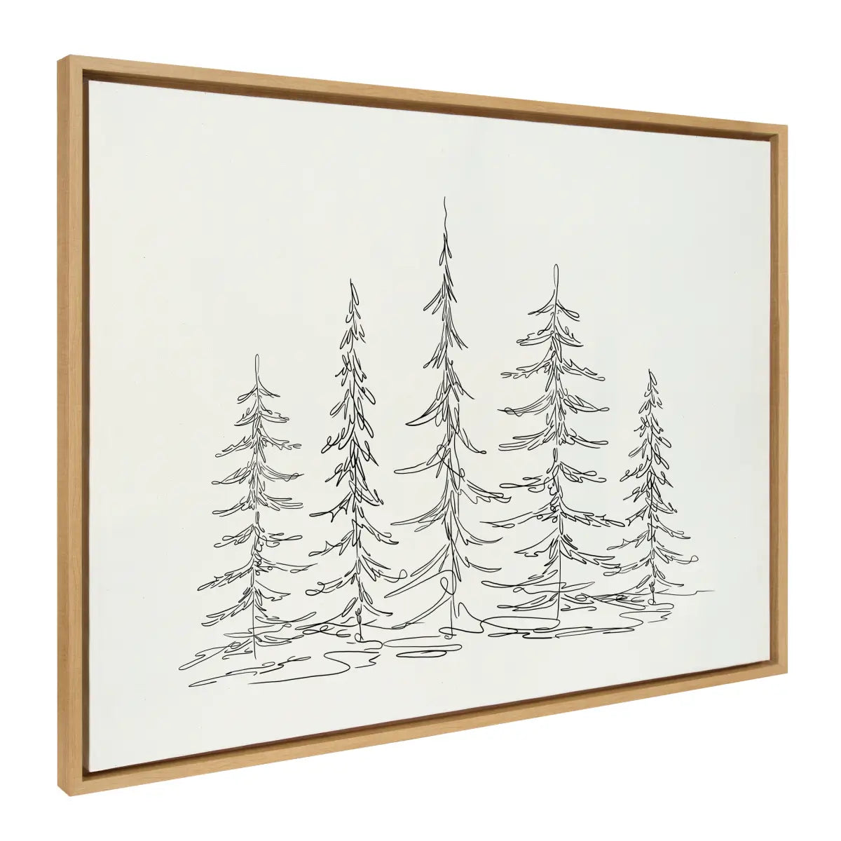 Framed Canvas - Minimalist Evergreen Trees Sketch - Natural / 28x38 - kateandlaurel