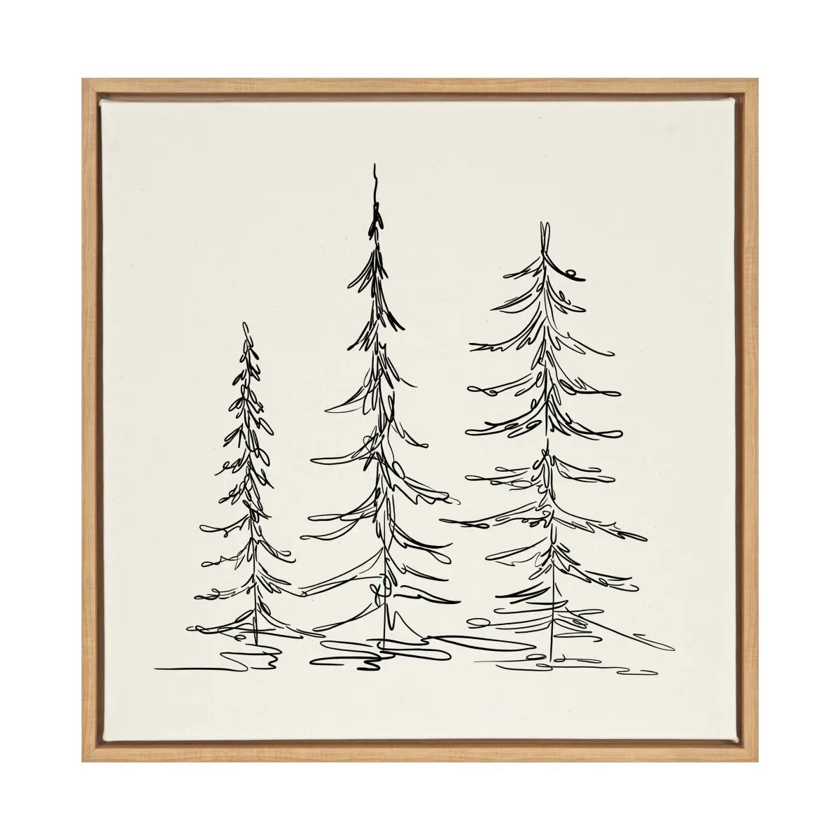 Framed Canvas - Minimalist Evergreen Trees Sketch - kateandlaurel