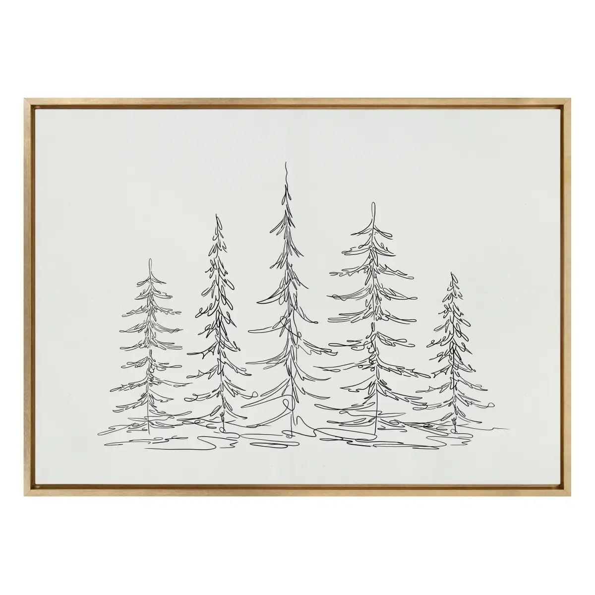 Framed Canvas - Minimalist Evergreen Trees Sketch - kateandlaurel