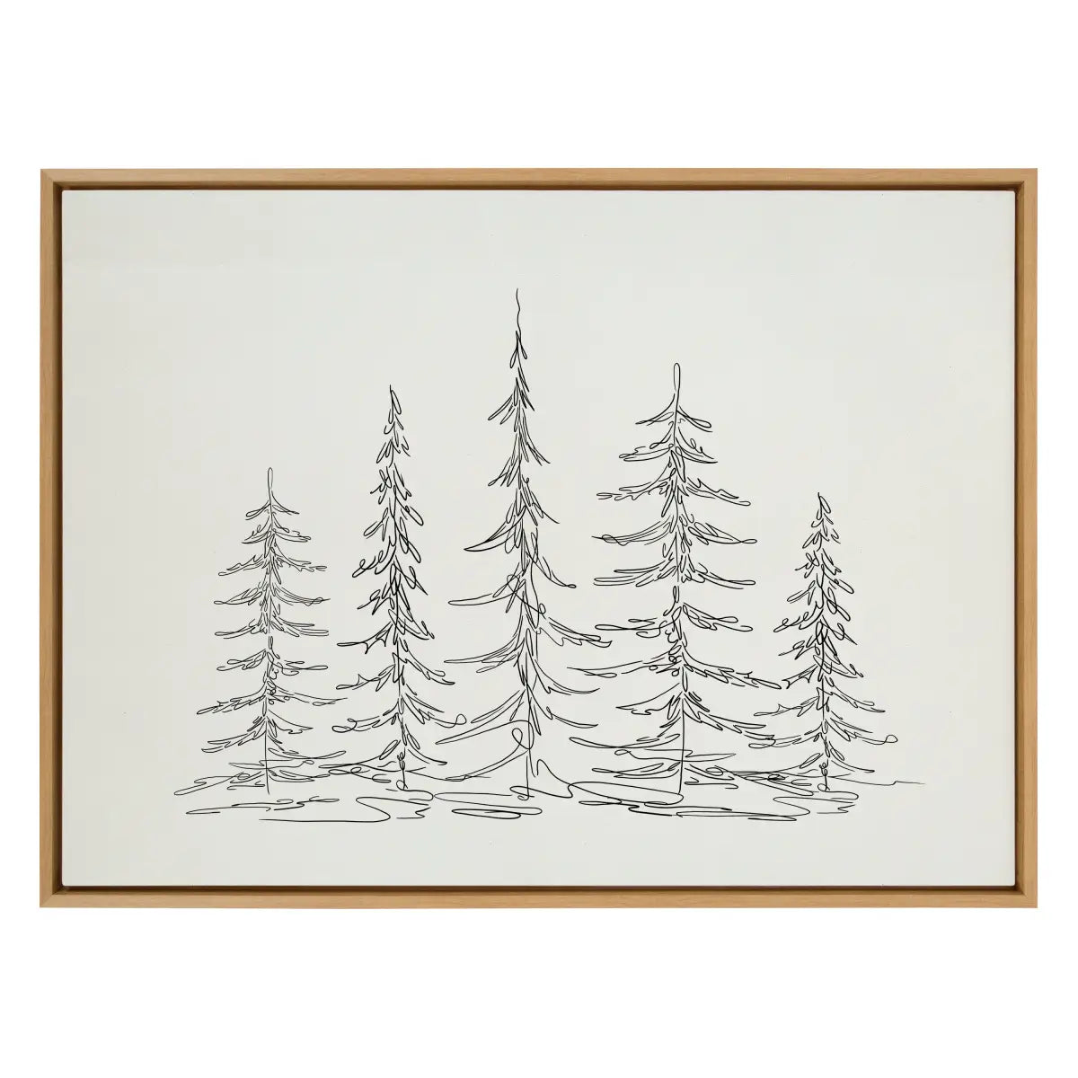 Framed Canvas - Minimalist Evergreen Trees Sketch - kateandlaurel