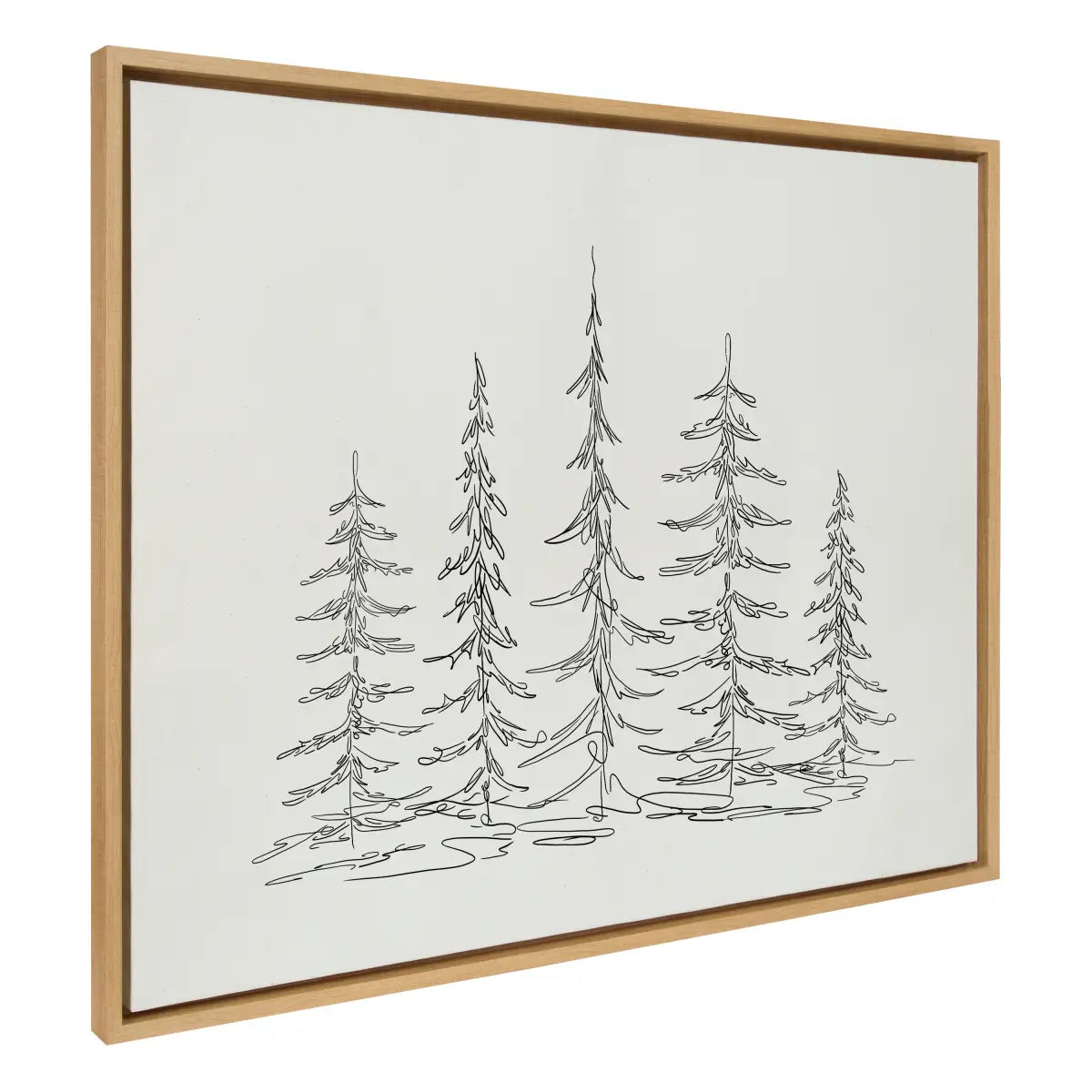 Framed Canvas - Minimalist Evergreen Trees Sketch - Natural / 31.5x41.5 - kateandlaurel