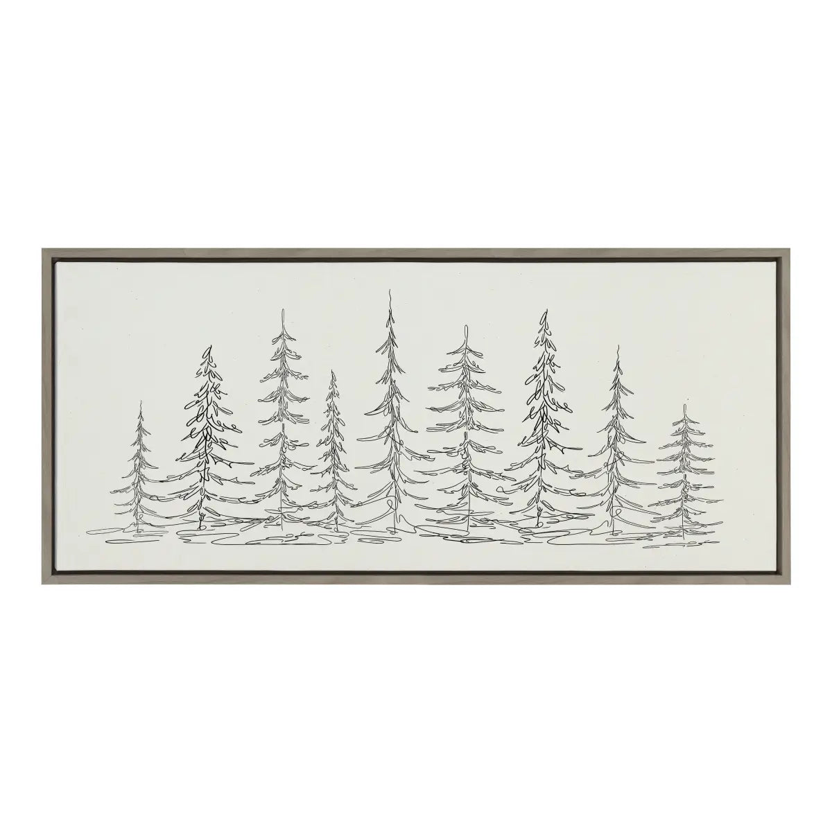 Framed Canvas - Minimalist Evergreen Trees Sketch - kateandlaurel