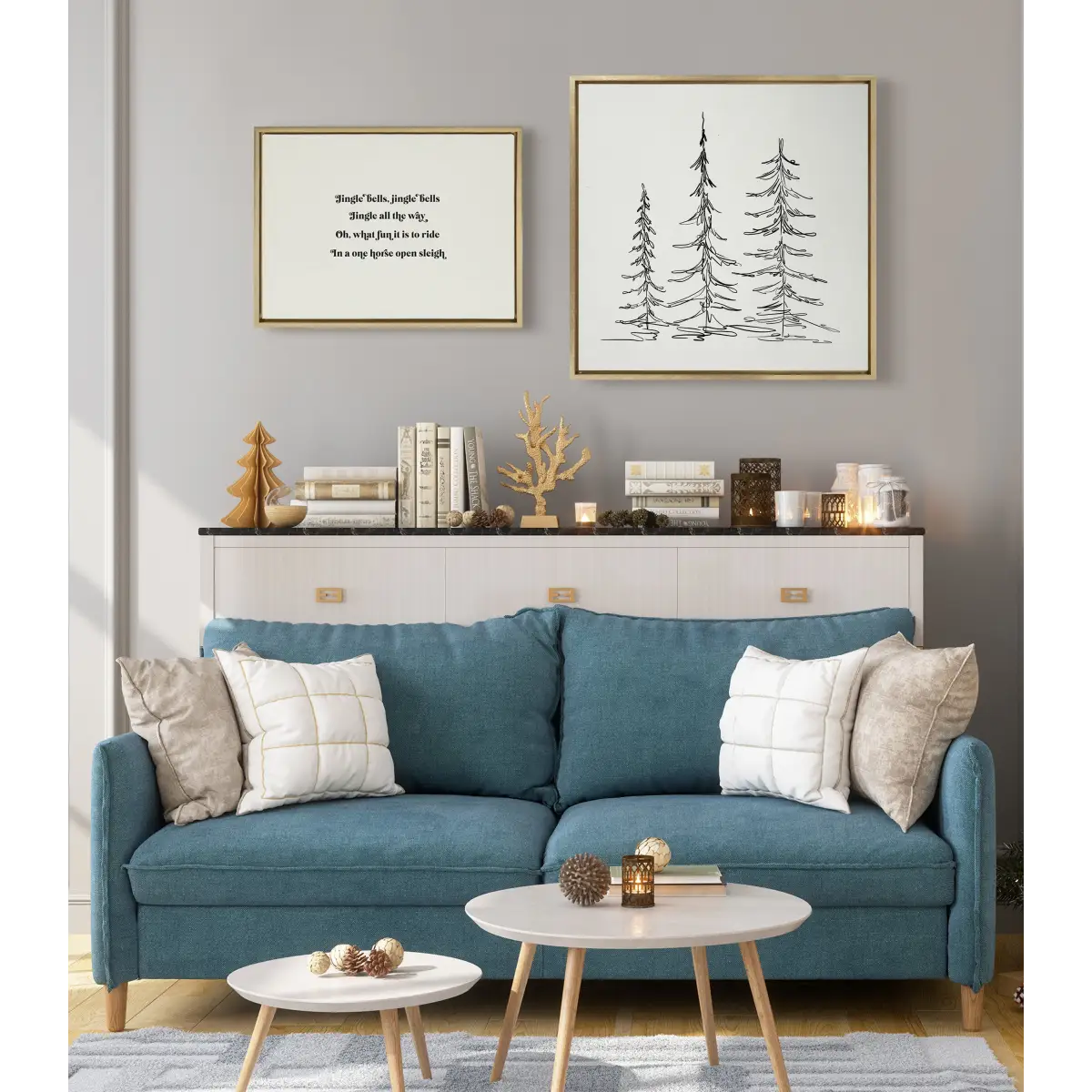 Framed Canvas - Minimalist Evergreen Trees Sketch - kateandlaurel