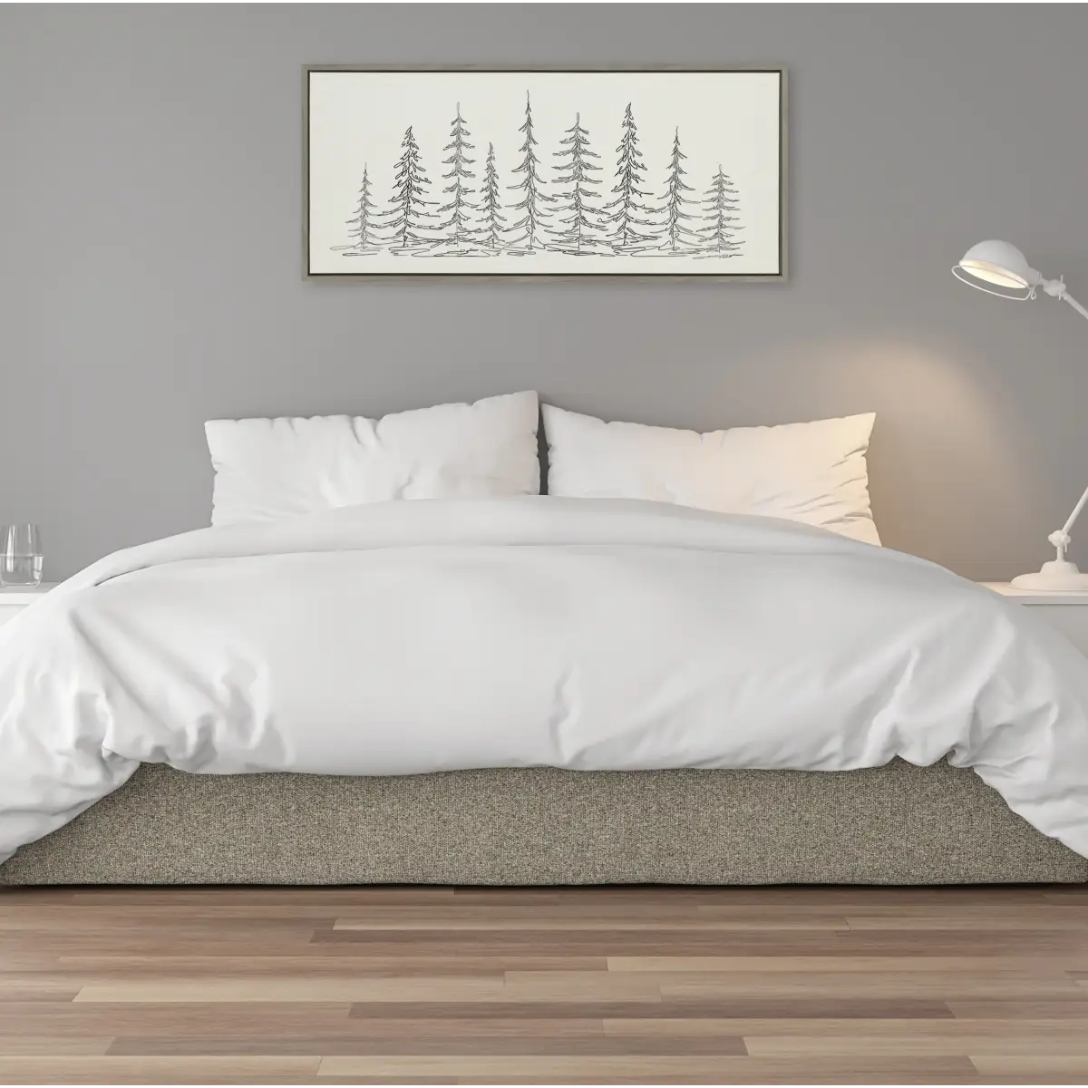 Framed Canvas - Minimalist Evergreen Trees Sketch - kateandlaurel